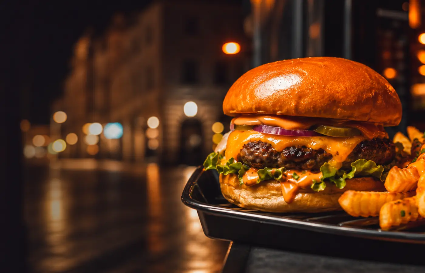 Fox Street Food burger i loaded fries